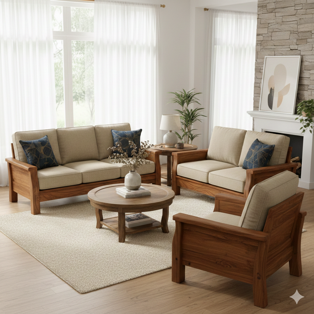 The "Heritage" Solid Wood Sofa Set