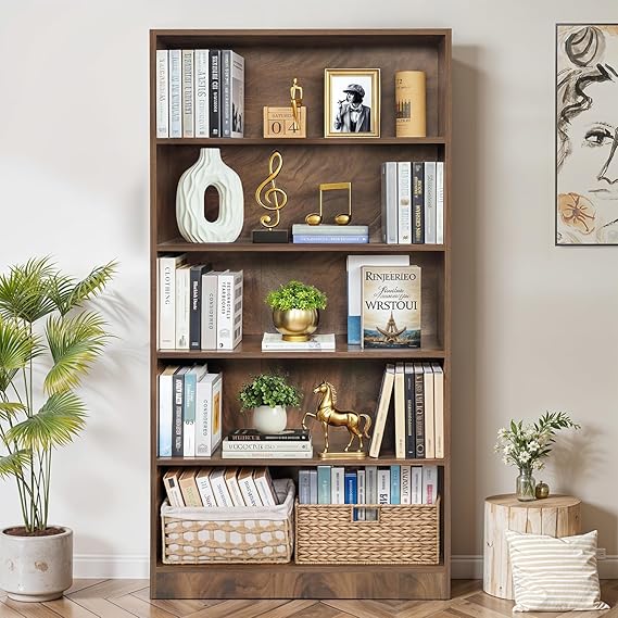5 Tier Engineered Wood Book Rack
