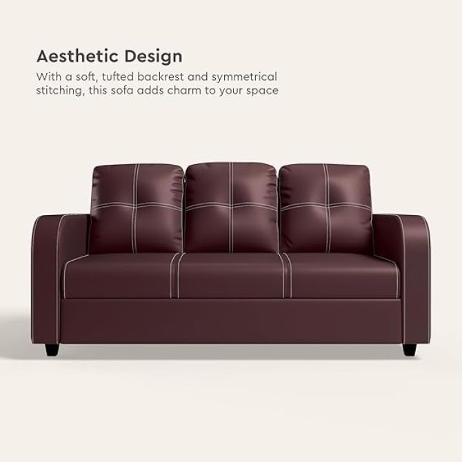 3 Seater Synthetic Leather Sofa