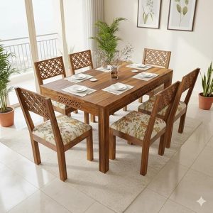 Wood Dining Table(57×35) with 6 Chairs