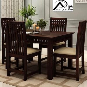 Wood Four Seater Dining Table Set