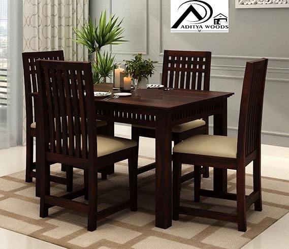 Wood Four Seater Dining Table Set