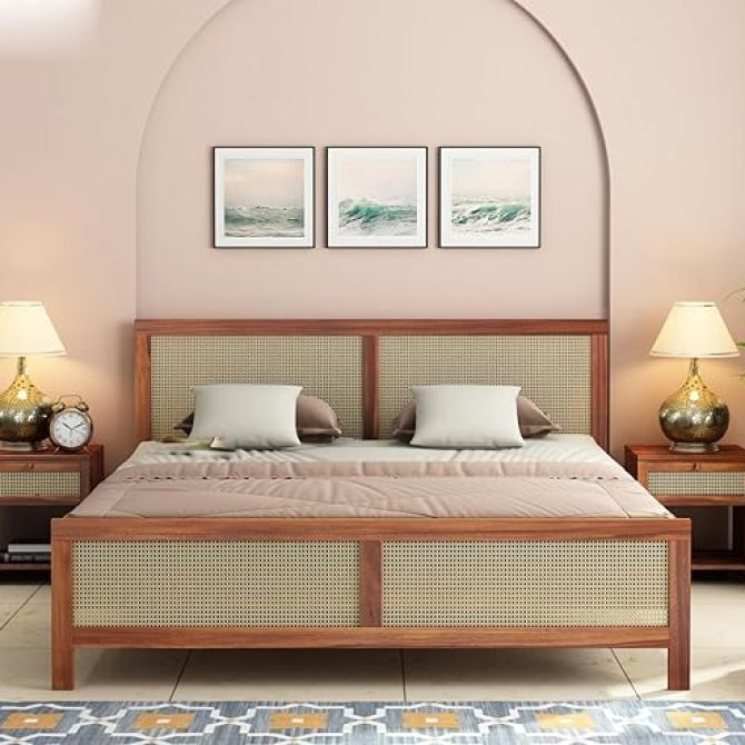 Wooden Queen Size Bed Without Storage