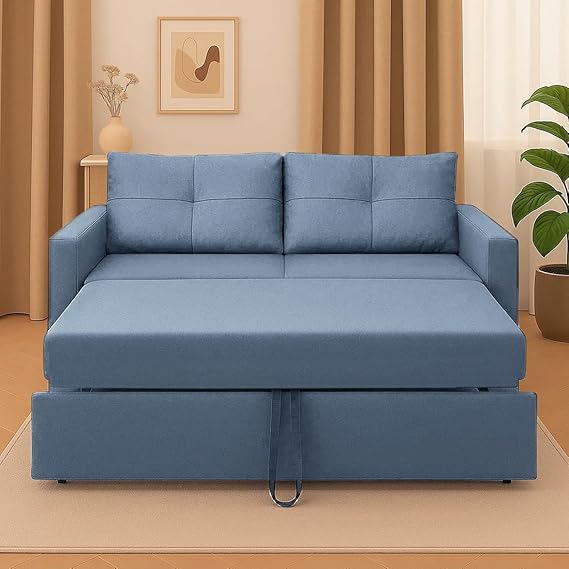 2 Seater Pull-Out Premium Fabric Sofa Cum Bed