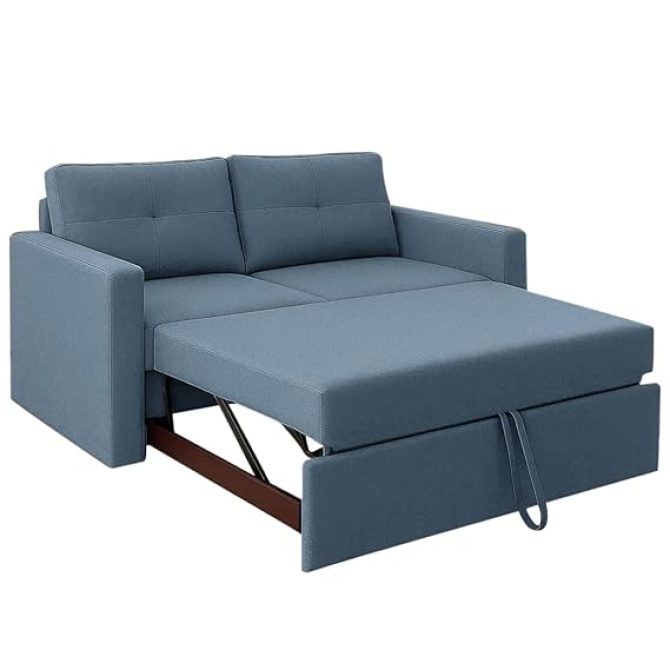 2 Seater Pull-Out Premium Fabric Sofa Cum Bed