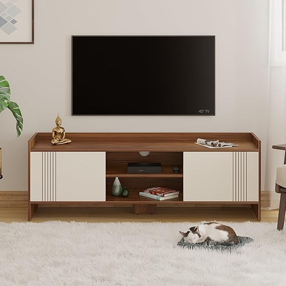 BLUEWUD Charley Engineering Wood Floor Standing TV