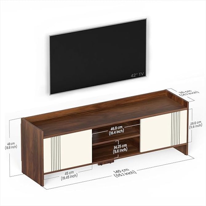 BLUEWUD Charley Engineering Wood Floor Standing TV